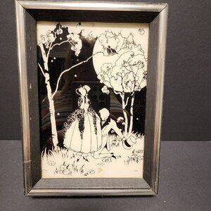 Vintage Black & White Romantic Illustration Wall Art